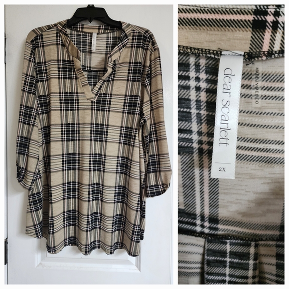 Dear Scarlet Plaid Tunic Top - Picture 1 of 1
